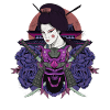 Synthwave Neon Samurai Geisha