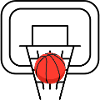 Basketball hoop with the ball
