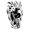 Famille panda perchée dans des bambous