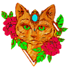 cat and flowers