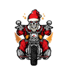 Merry Christmas Motorcycle Skeleton
