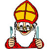Sinterklaas with knife and fork