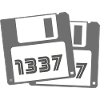 Leetspeak 1337 mit Disketten-Abbildungen - Retro
