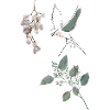Sketch of bird and flowers