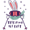 This is my Ski Suit Skiing Rabbit with ski poles