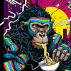 Monkey eats ramen