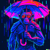 Monkey with umbrella