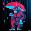 Monkey with umbrella