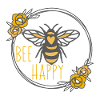 Floral Wreath and bee happy