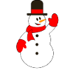 Snowman with hat waving