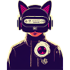 Cyberpunktstyle Katze versunken im VR-Metaverse