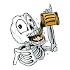 Skeleton drinks beer