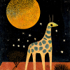 Giraffe at night