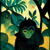 Little monkey in the jungle