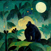 Gorilla in the moonlight