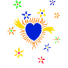 Das blaue Herz mit Blumen
