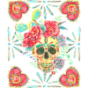Crâne de sucre mexicain, cœur de cœur et cactus