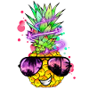 cool pineapple with neon spiral