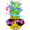 cool pineapple with neon spiral