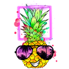 cool pineapple retro neon