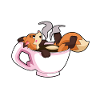 Fuchs mit Tasse Kaffee