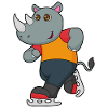 Nashorn Eislaufen Schlittschuhe