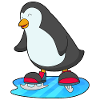 Patinage pingouin avec patins