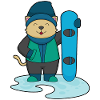 Chat comme snowboarder avec snowboard