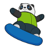 Panda en snowboarder avec snowboard