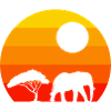 Sonnenuntergang Afrika Tier Retro Elefant