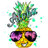 Aloha Ananas mit Farbspritzern