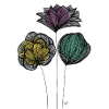 Abstrakte Fine Line Blumen Bunt