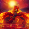 Wonderful phoenix over the ocean