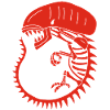 Red alien monster skeleton