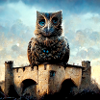 Owl watches over castle