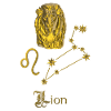 Zodiac sign Leo 3D, gold