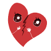 broken heart cartoon sad red