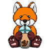 Fox drinks bubble tea