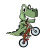 Dinosaur T-Rex rides BMX