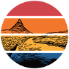 River at sunset with mountain
