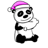 Panda with pillow and sleeping cap