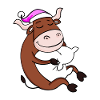 Ox with pillow and sleeping cap