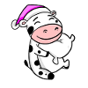Cow with pillow and sleeping cap