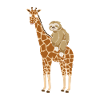 Sloth sits on giraffe