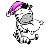 Zebra with pillow and sleeping cap