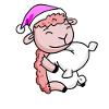 Sheep with pillow and sleeping cap