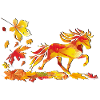 Cheval d’automne fait d’art des feuilles