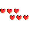 six hearts red glitter pattern