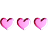 three hearts pink glitter