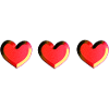 three hearts red glitter